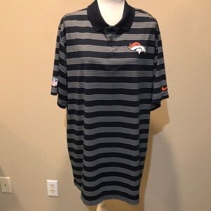 Nike Dri Fit On Field Apparel Denver Broncos Polo with Blue & White Stripes-XXL